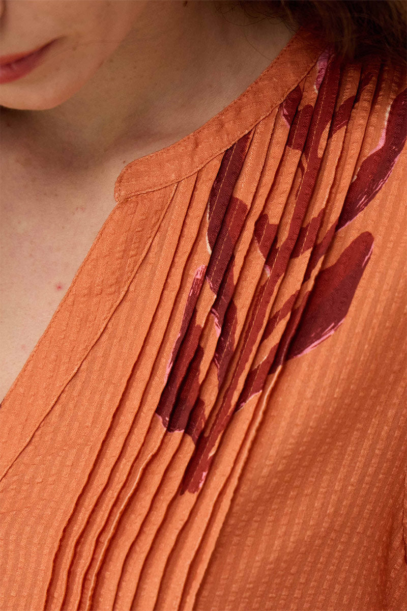 Maisie Botanical Print Cotton Seersucker Dress