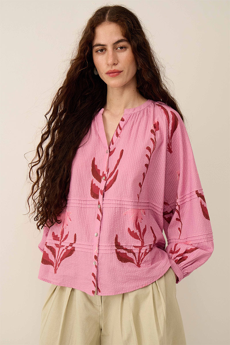 Maisie Hand-Painted Botanical Print Top