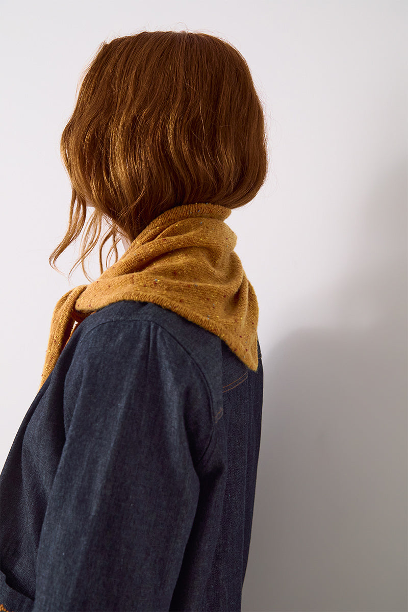 Knitted Wool Bandana Scarf Mustard