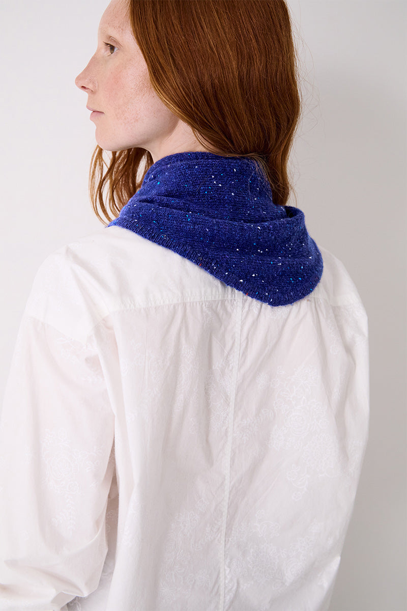 Knitted Wool Bandana Scarf Blue