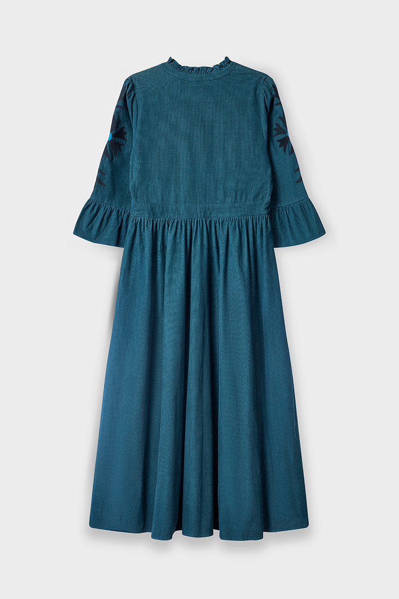 Odelia Embroidered Corduroy Dress