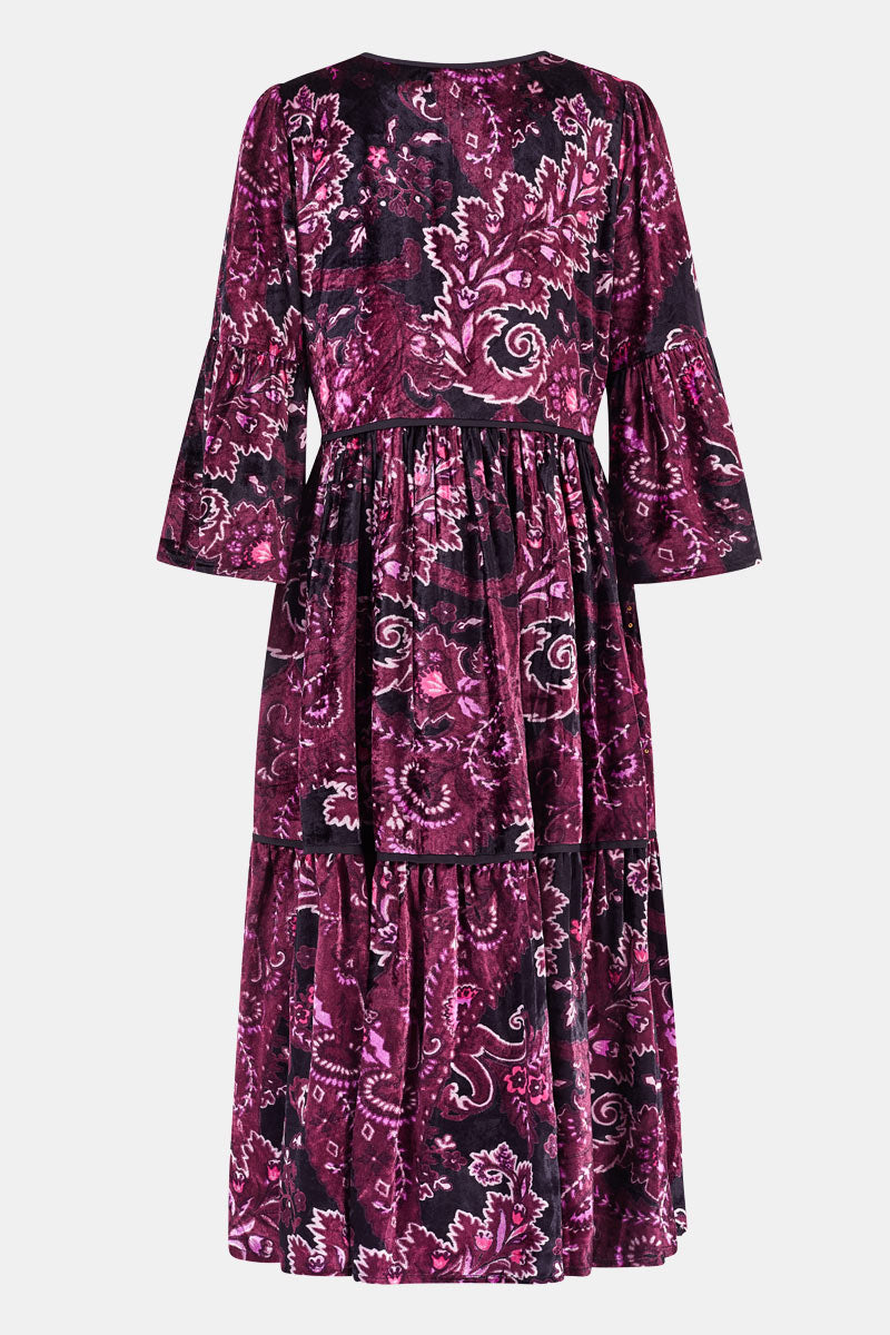 Olivia Paisley Print Velvet Dress