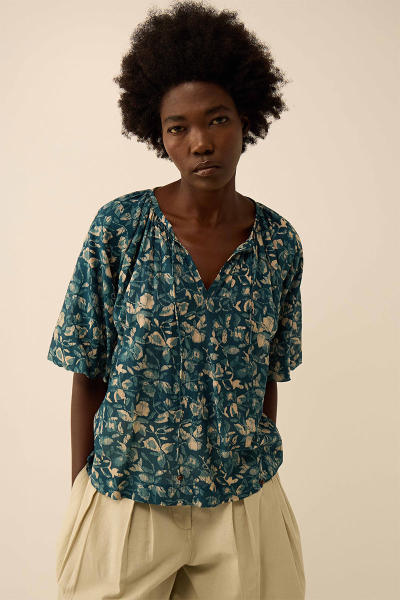 Rohini Floral Print Cotton-Viscose Top