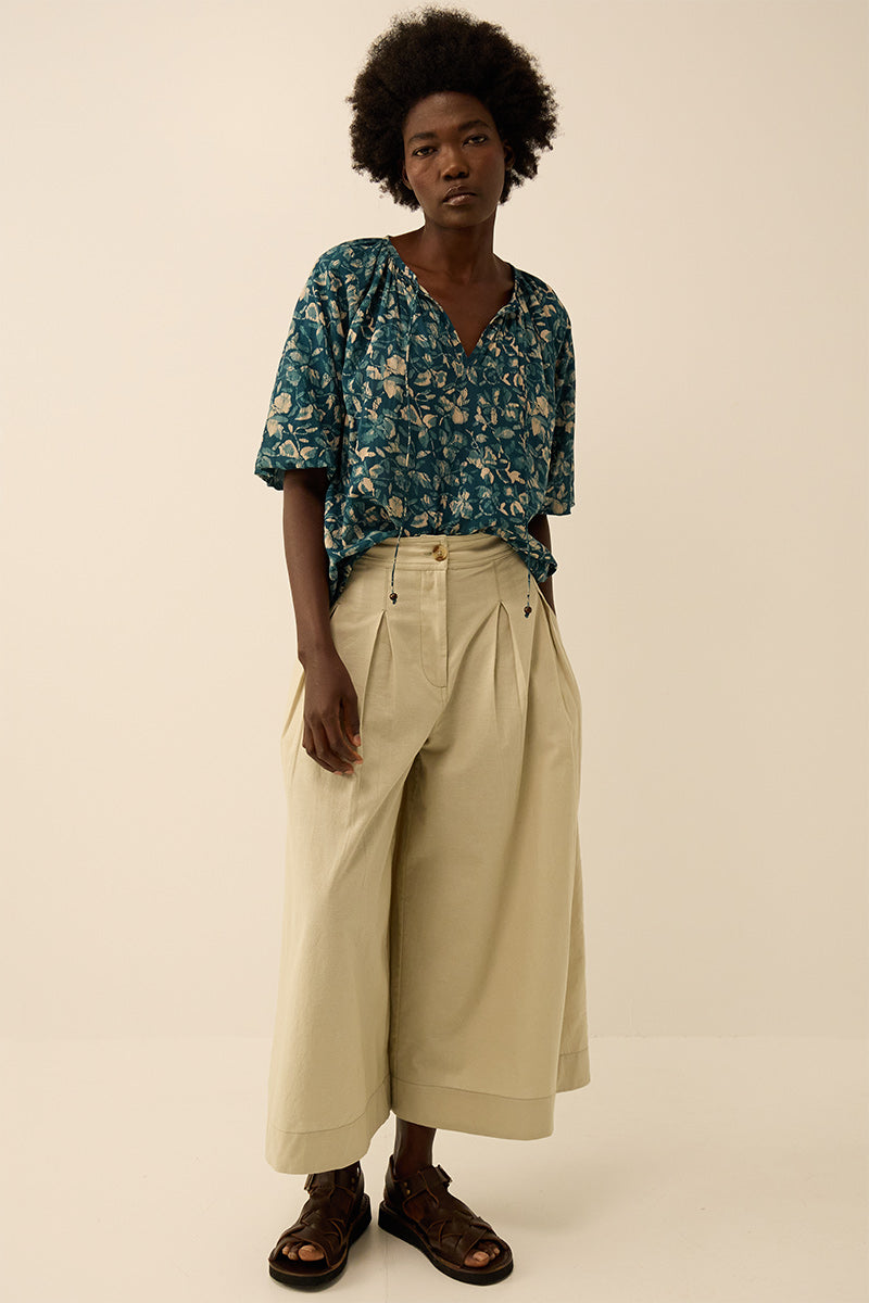Rohini Floral Print Cotton-Viscose Top
