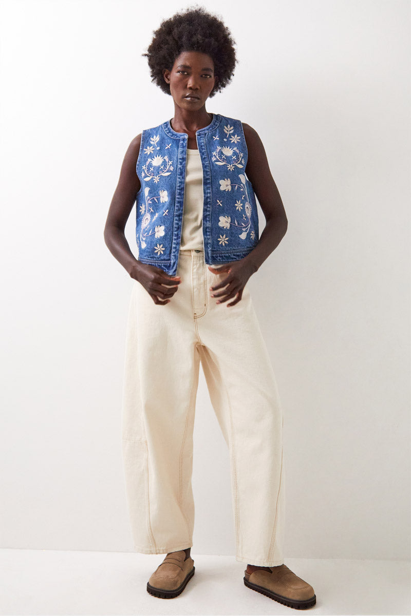 Rosana Embroidered Denim Gilet