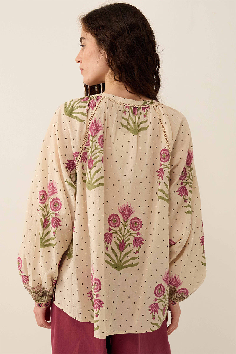 Roza Woodblock Cotton Top