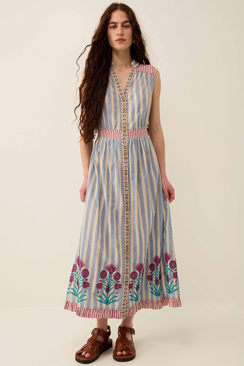 Rylea Placement Print Cotton Midi Dress