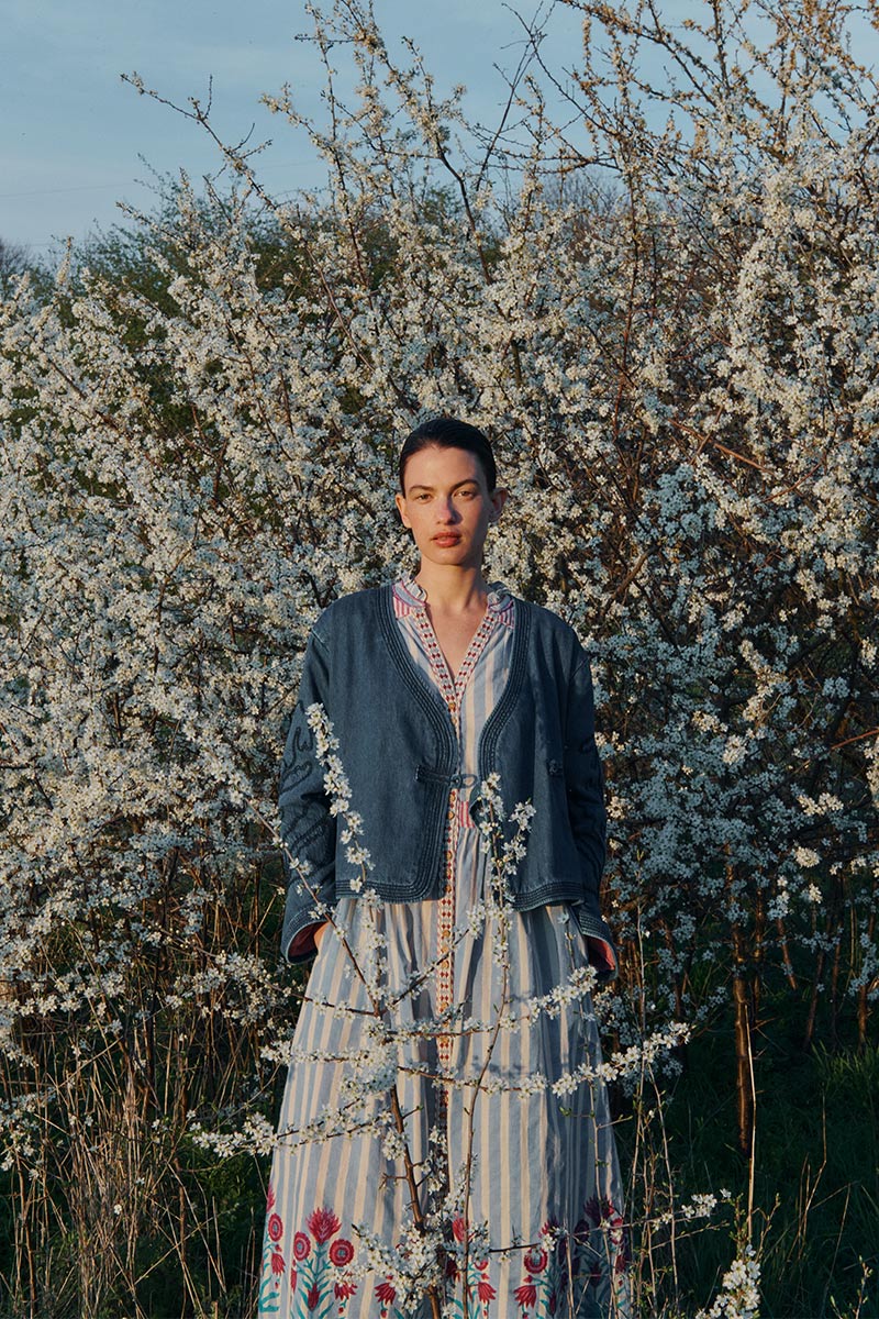 Rylea Placement Print Cotton Midi Dress