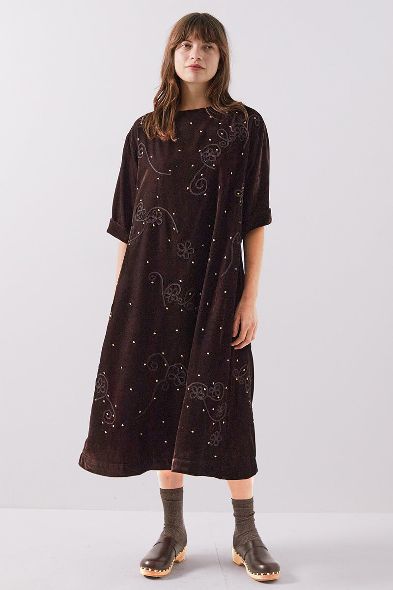Stieve Velvet Embroidered Dress