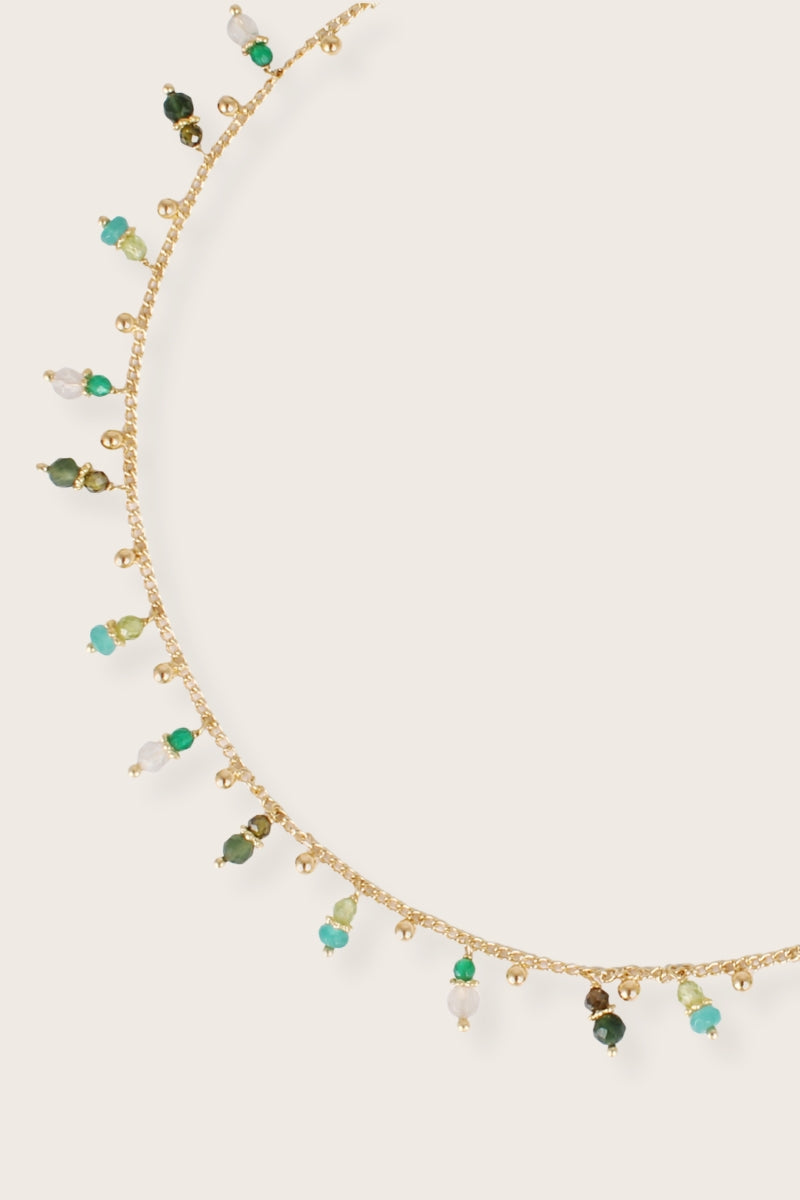 Gold-Plated Mother of Pearl Blue Necklace