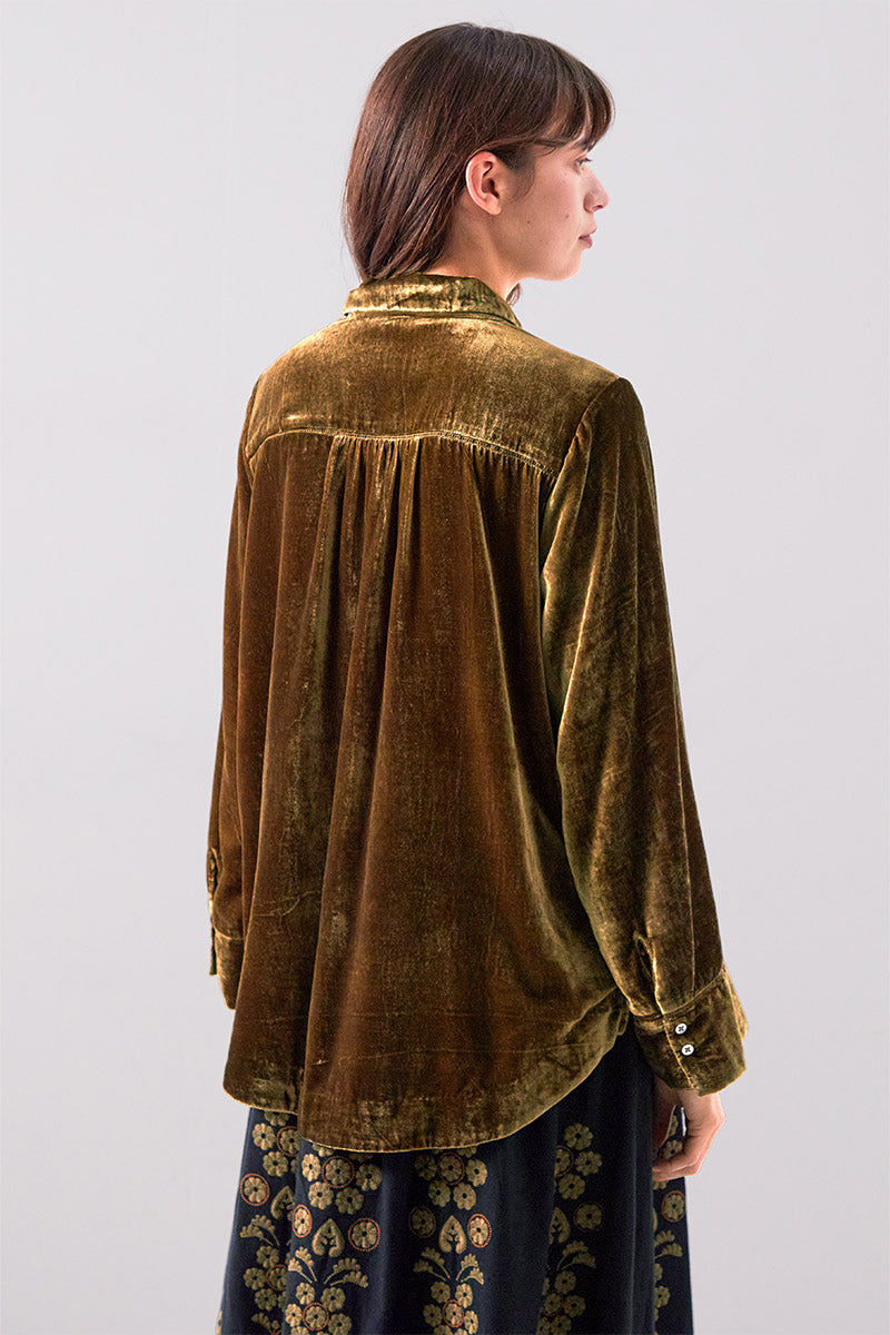 Rumi Velvet Relaxed Button-down Shirt