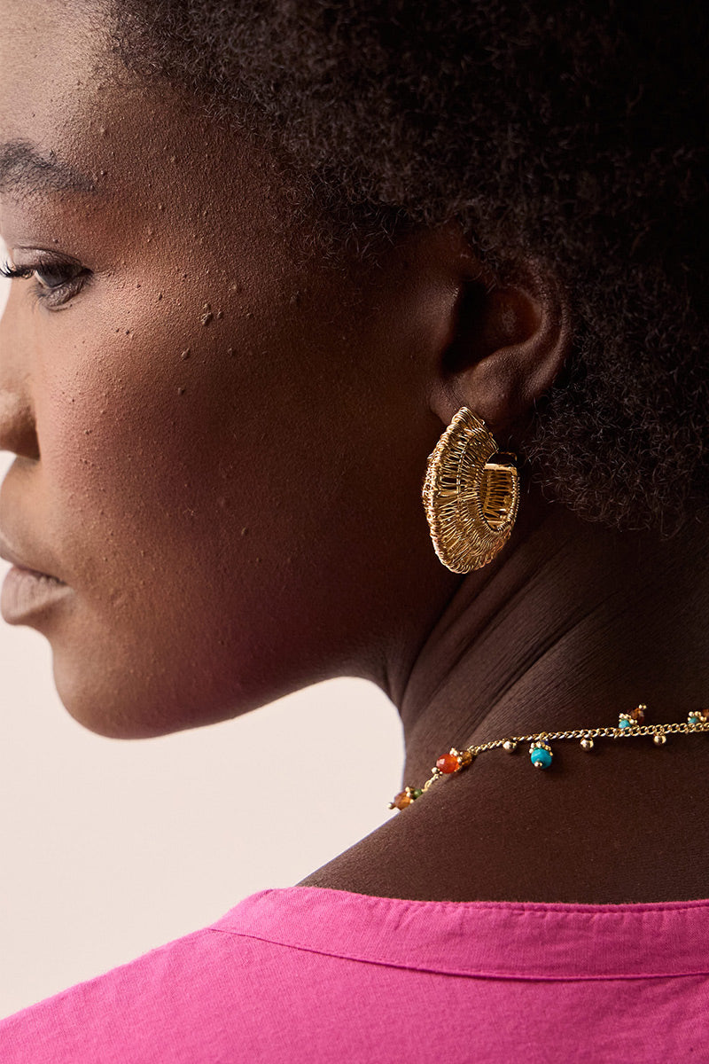 Woven Gold-Plated Hoop Earrings