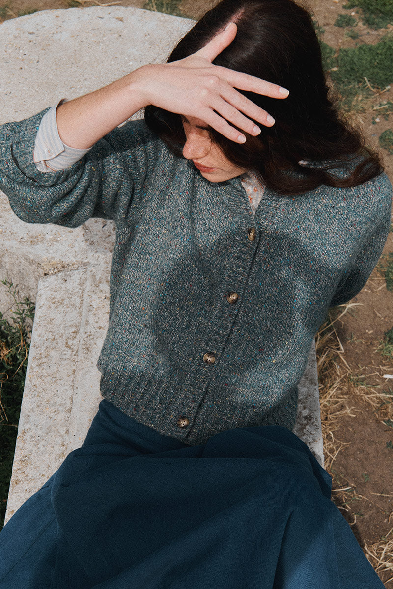 Zoya Donegal Knit Cardigan Teal