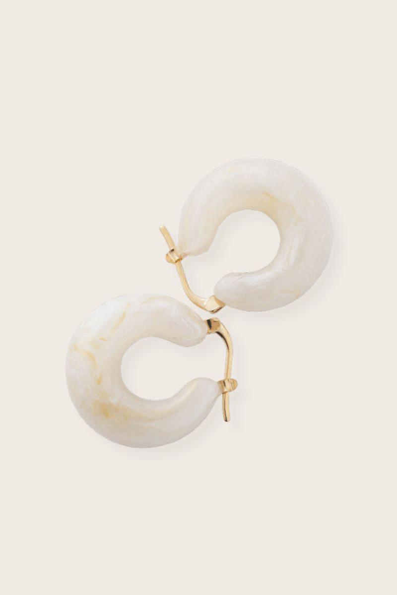 Pearl Marble Moon Earrings
