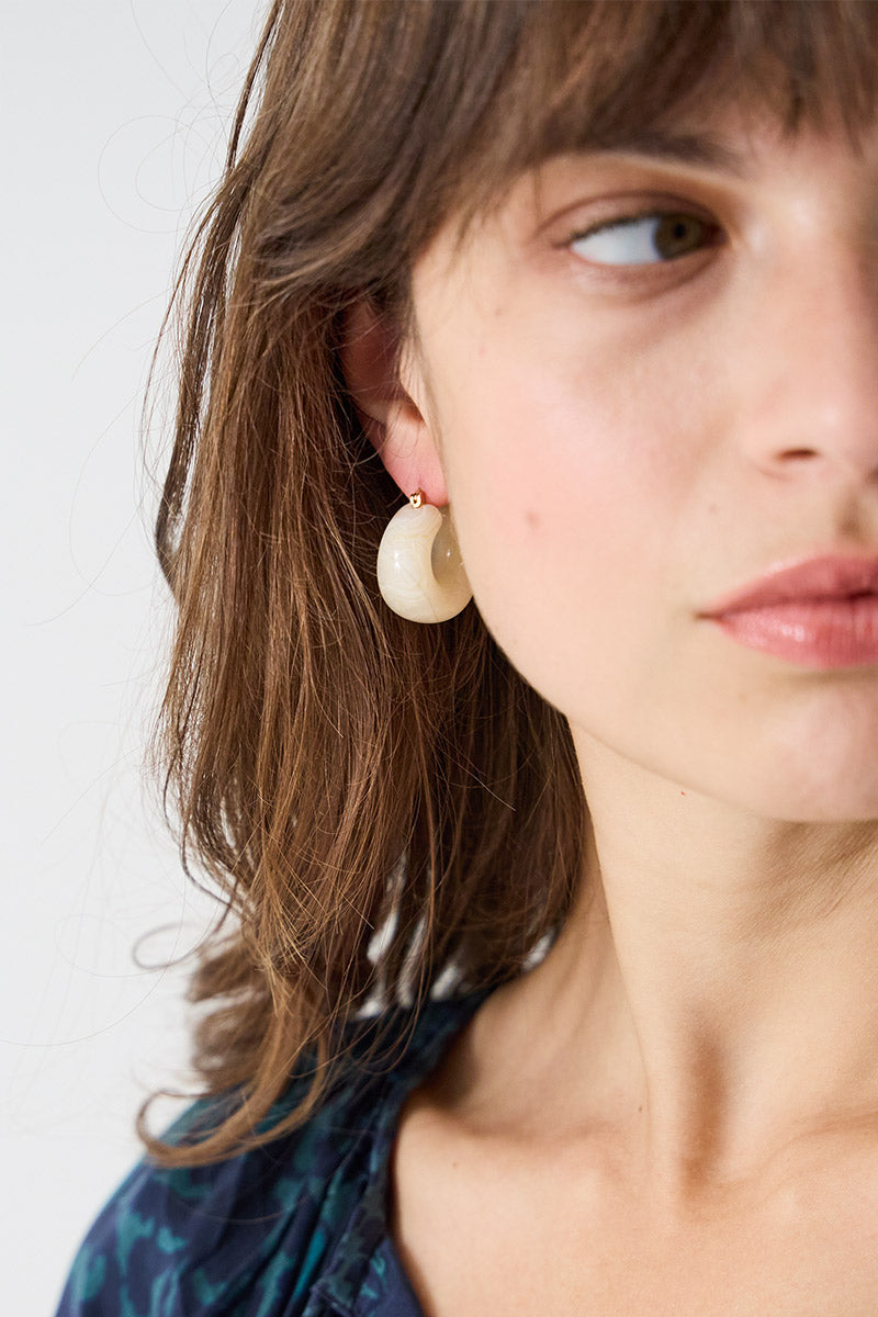 Pearl Marble Moon Earrings
