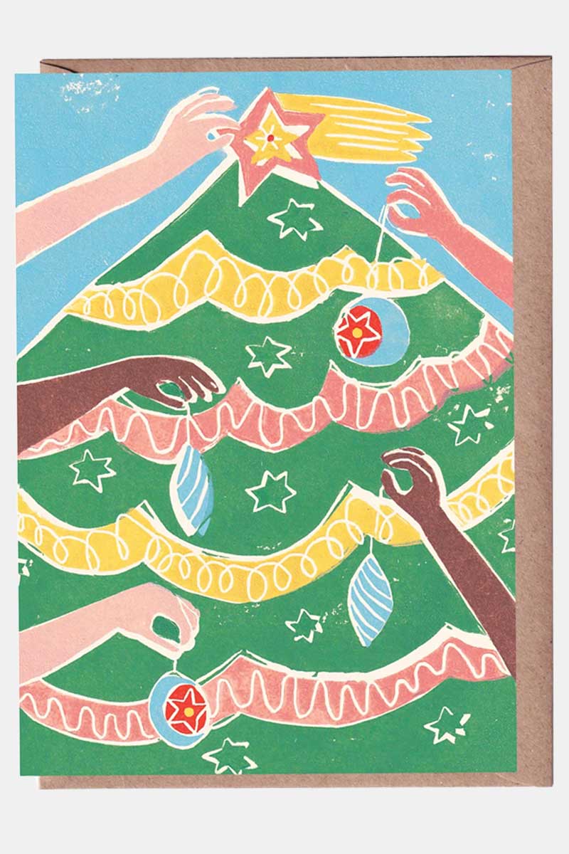 Decorating the Tree Christmas Card - Illustrated by Luiza Holub