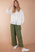 Model wearing Amanda Khaki Cotton Trouser by East.co.uk