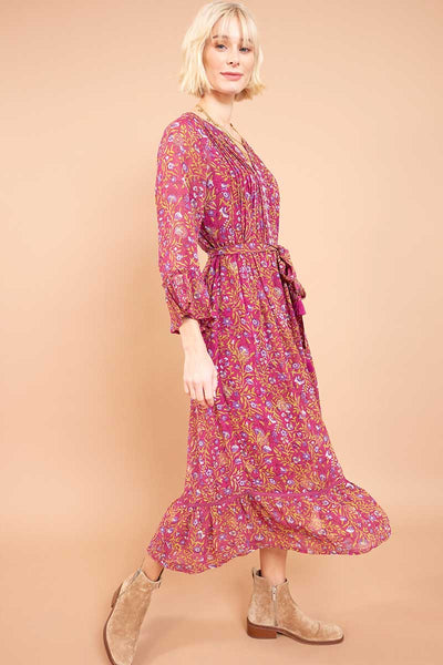Alexa Woodblock Pink Georgette Dress