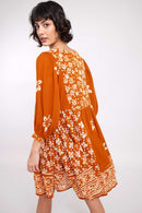 Brielle Batik Rust Organic Cotton Dress