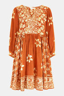 Brielle Batik Rust Organic Cotton Dress