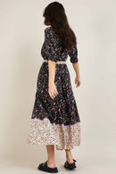 Effie Print Black & Cream Midi Dress