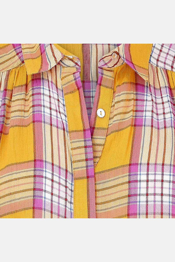 Front detail of Sunshine Cotton Plaid Yarn Dyed Shirt by East.co.uk