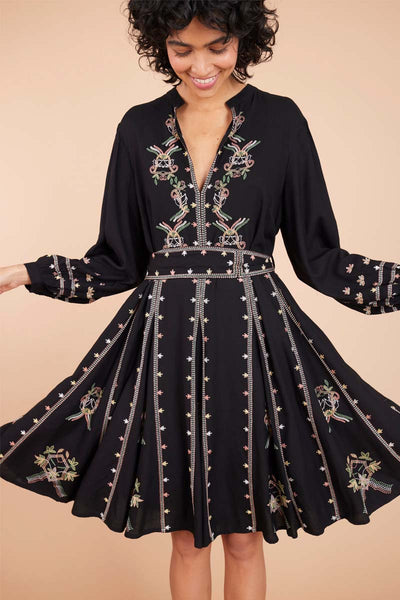 Imogen Black Embroidered Dress