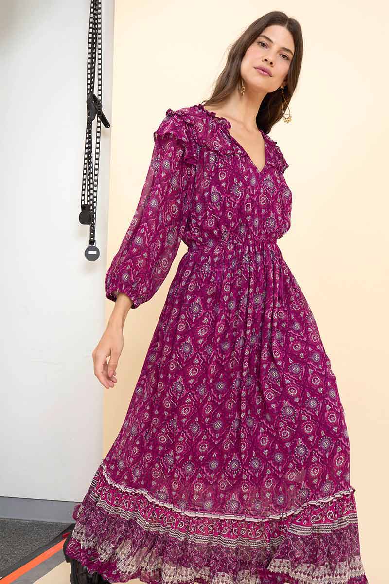 Jaide Raspberry Georgette Dress