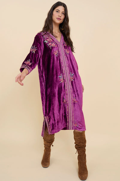 Kora Embroidered Purple Velvet Dress