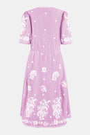 Mabel Lilac Embroidered Midi Dress