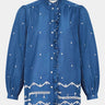 Front of Petra Navy BCI Cotton Embroidered Blouse by East.co.uk