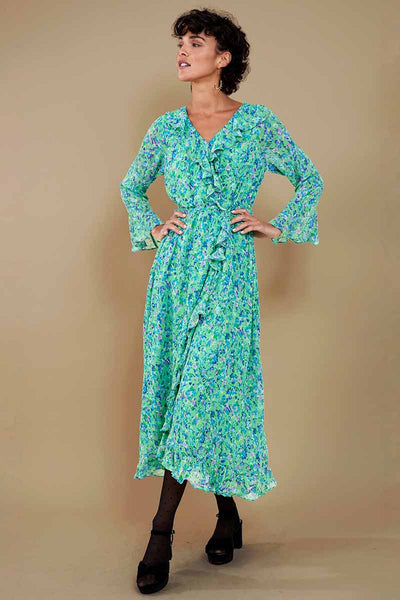 Priya Green Georgette Wrap Dress