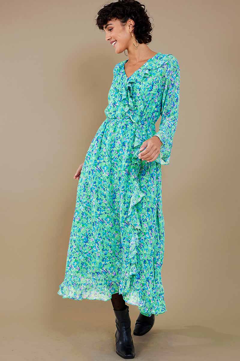 Priya Green Georgette Wrap Dress