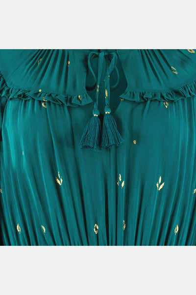 Renee Teal Gold Foil Print Dress