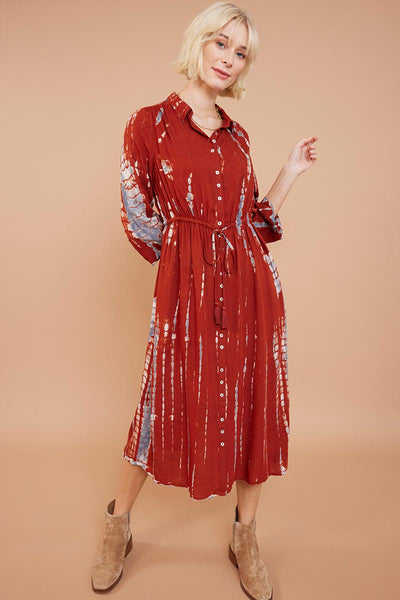 Vera Terracotta Tie-Dye Dress