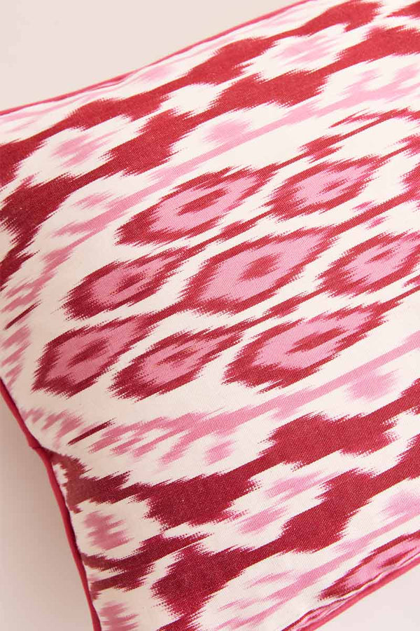 Back Detail of Lime Silk Suzani Embroidered Ikat Cushion Cover by East