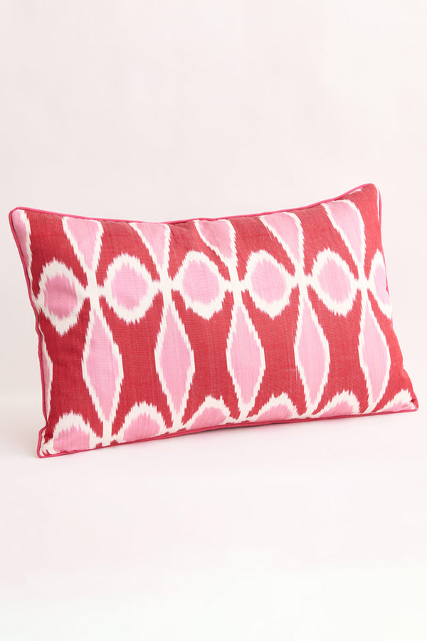 Back of Lime Silk Suzani Embroidered Ikat Cushion Cover by East