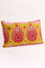 Front of Lime Silk Suzani Embroidered Ikat Cushion Cover by East