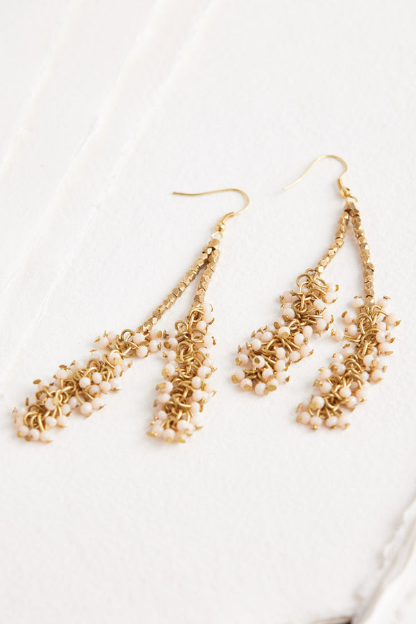 Reverie Gold & Cream Beaded Earrings