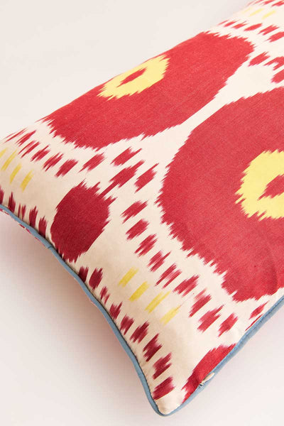 Pink Silk Suzani Embroidered Ikat Cushion Cover by East.co.uk