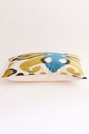 Ikat Green Silk Woven Cushion Cover by East.co.uk